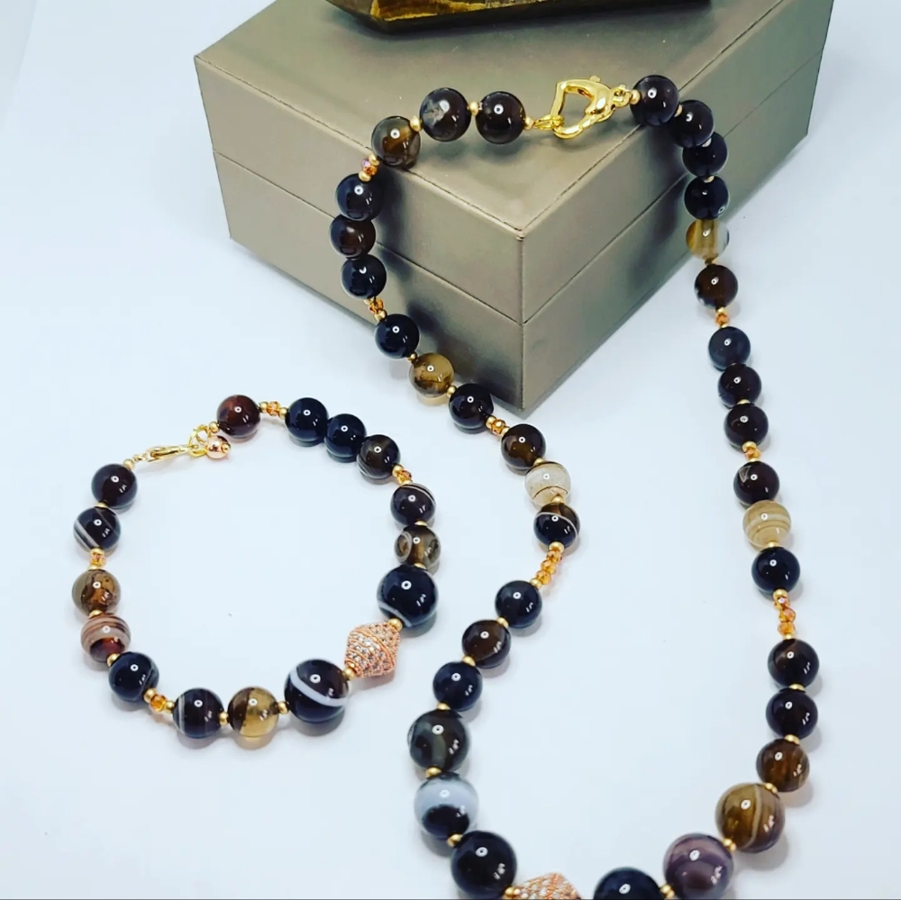 Brown Lace Agate necklace